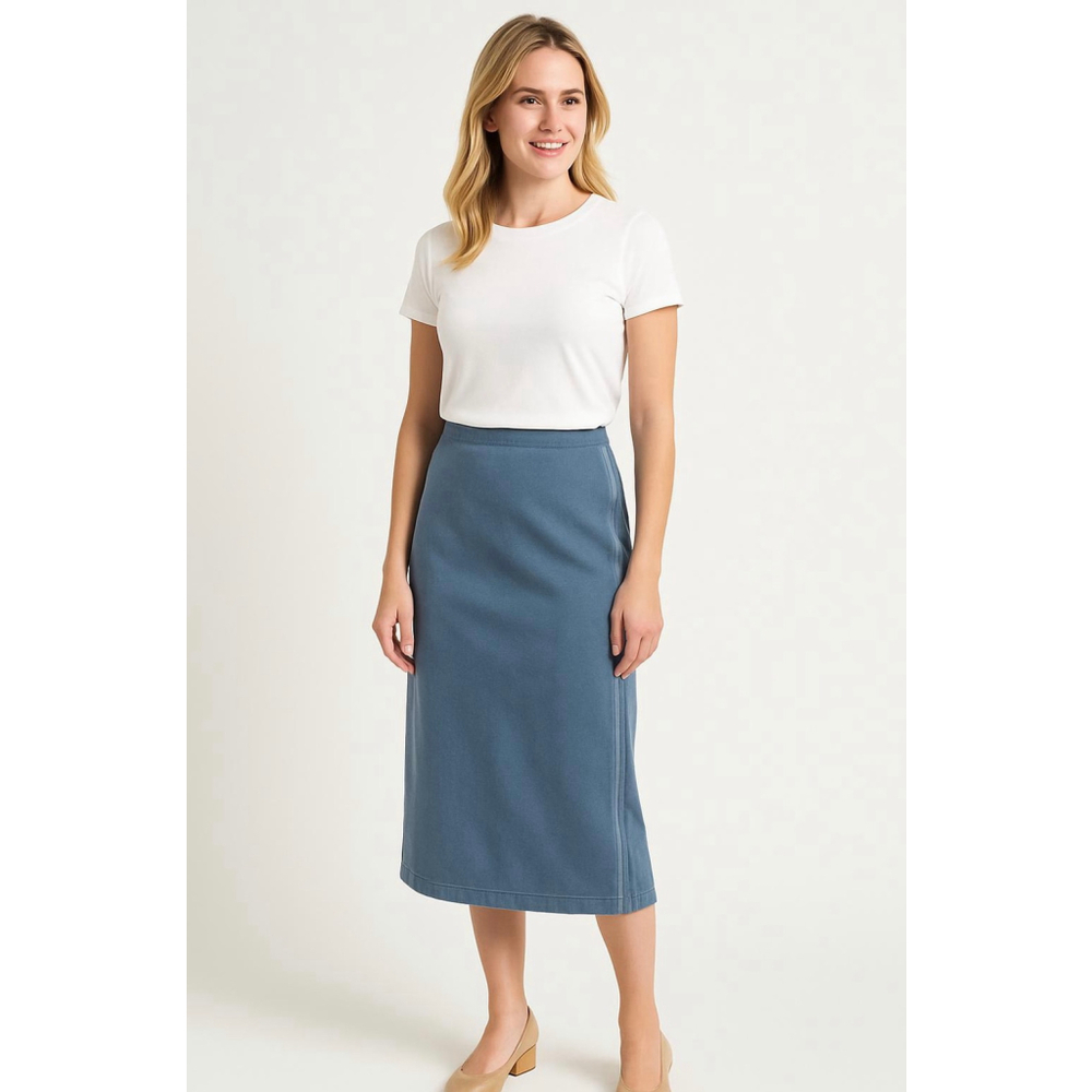 Womens NORTONMCNAUGHTON PETITES Blue Midi Skirt 14P Office Professional Corpgore